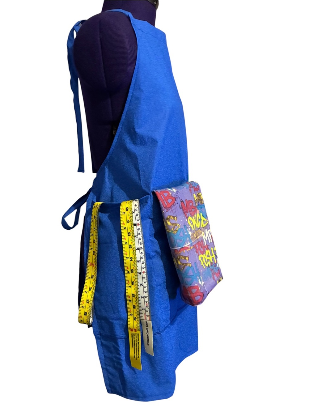 Blue Utility Apron with 4 Large Front Tool Pockets Hand-Made New Without Tags - Picture 3 of 6